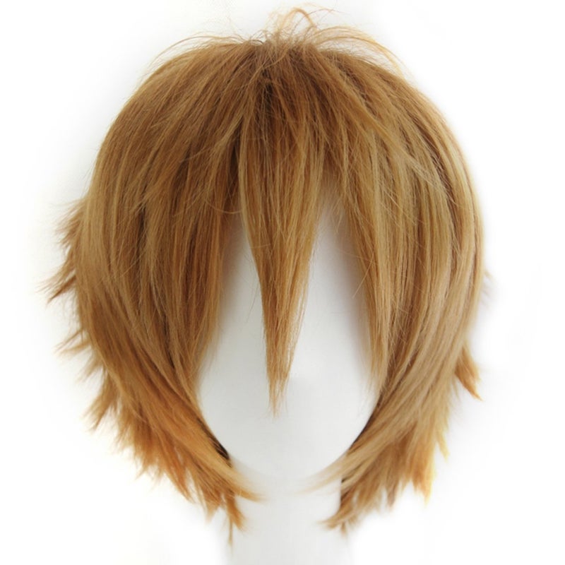 Aicos Alacos Short Fashion Spiky Layered Anime Cosplay Wig Light Brown Women Mens Boys Male Short Straight Party Costume Dress Synthetic Wig One Size - Image 1